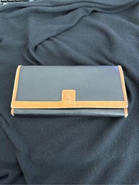 Celine Black Leather Wallet with Gold Logo